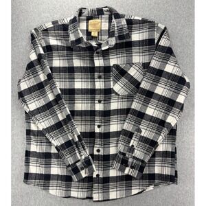 Telluride Flannel Shirt Mens XL Black White Plaid Cotton Workwear Lumberjack